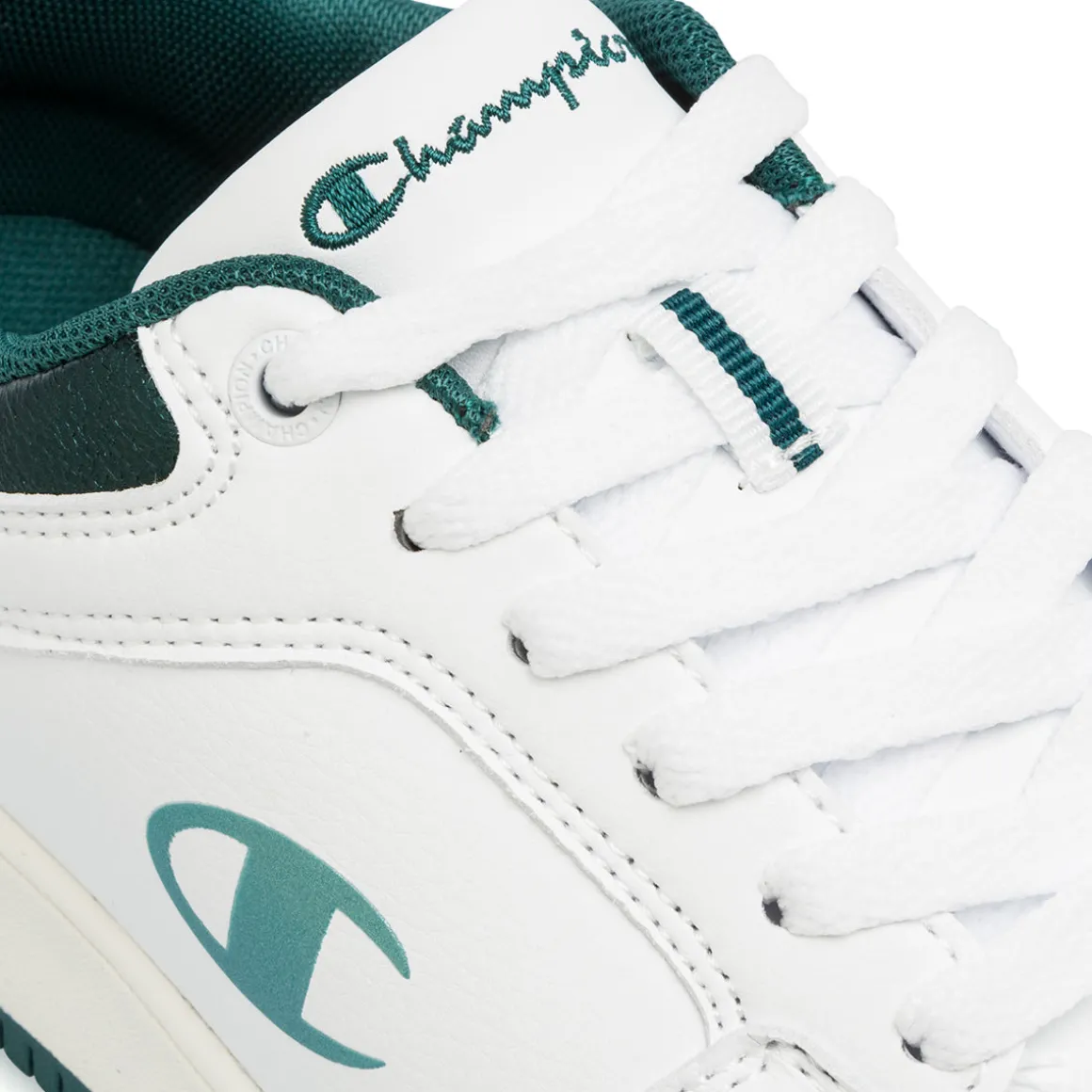 Sneakers bianche da donna con dettaglio verde metallizzato Champion