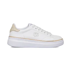 Sneakers bianche da donna con dettagli dorati Swish Jeans