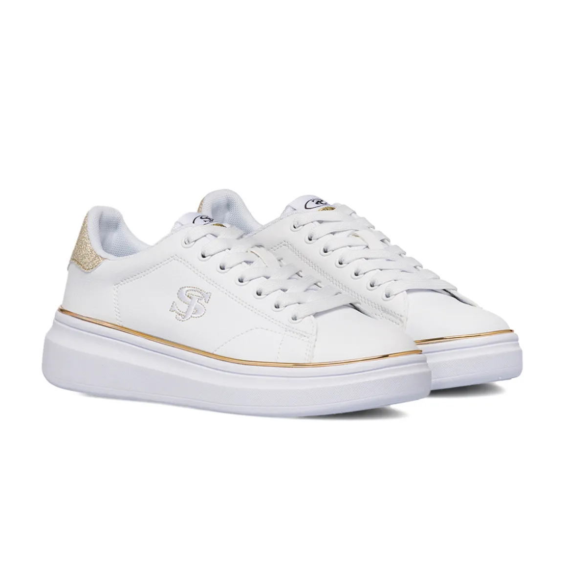 Sneakers bianche da donna con dettagli dorati Swish Jeans