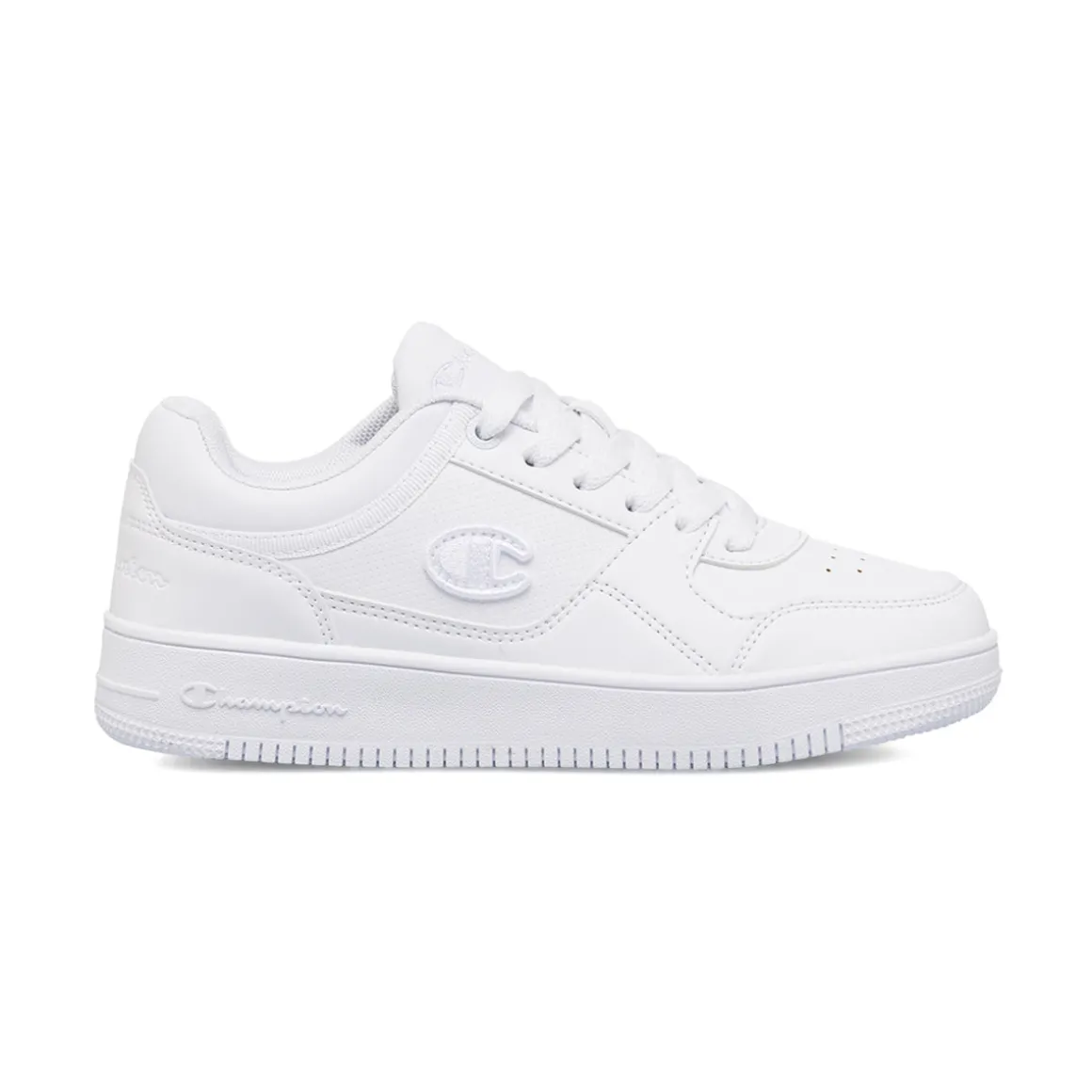 Sneakers bianche da ragazzo con logo laterale Champion Rebound Low B GS