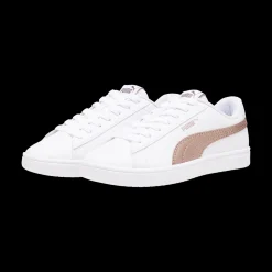 Sneakers bianche da ragazza con decorazioni oro rosa Puma Rickie Classic Jr