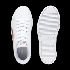 Sneakers bianche da ragazza con decorazioni oro rosa Puma Rickie Classic Jr