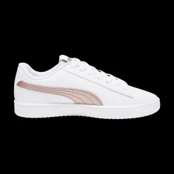 Sneakers bianche da ragazza con decorazioni oro rosa Puma Rickie Classic Jr