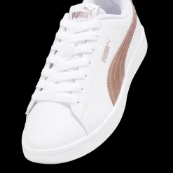 Sneakers bianche da ragazza con decorazioni oro rosa Puma Rickie Classic Jr
