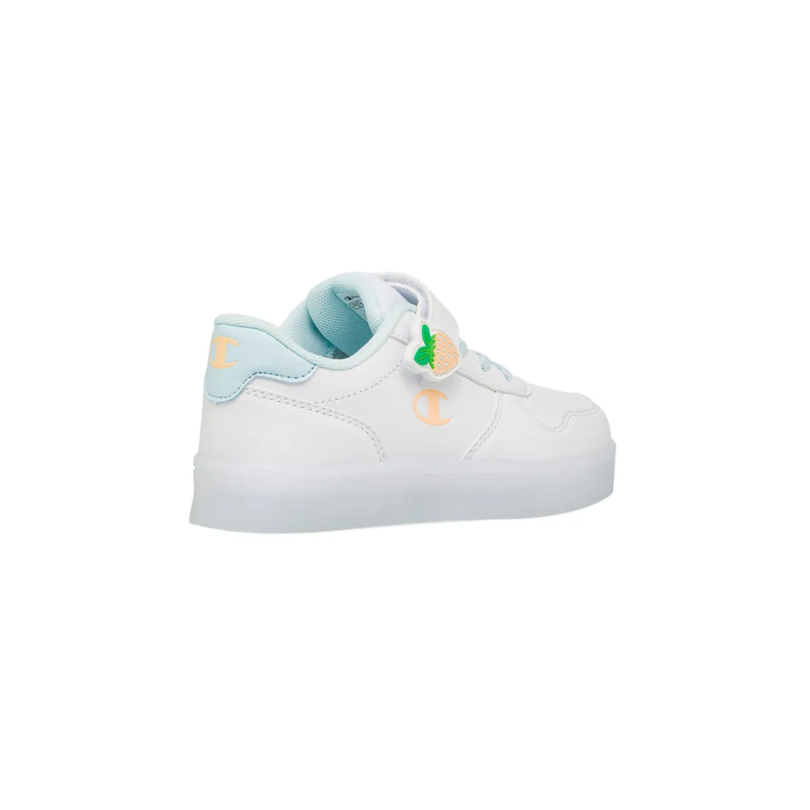 Sneakers bianche da ragazza con dettagli fragola e luci Champion PS Low Cut
