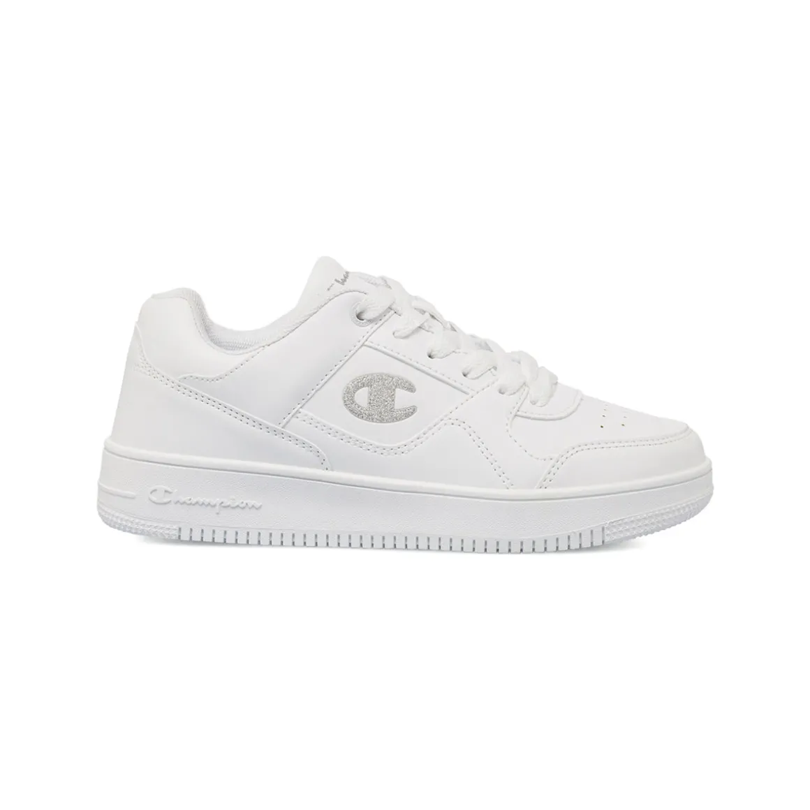 Sneakers bianche da ragazza con logo glitterato Champion Rebound Low G GS
