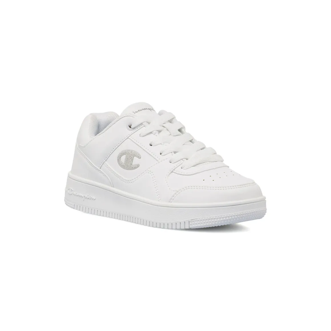 Sneakers bianche da ragazza con logo glitterato Champion Rebound Low G GS