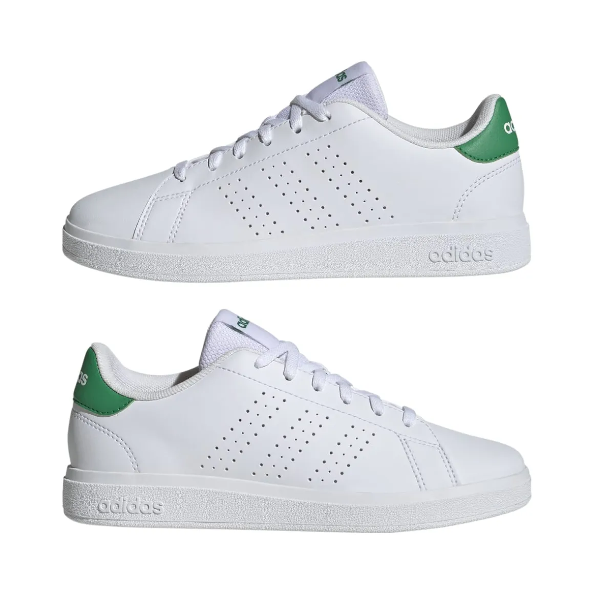 Sneakers bianche da ragazza con dettaglio verde adidas Advantage 2.0