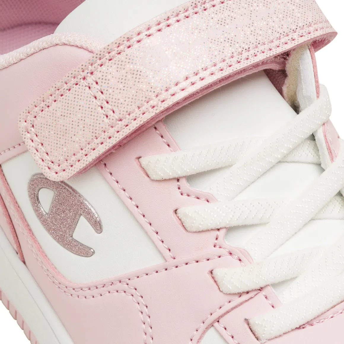 Sneakers bianche da ragazza con logo glitterato Champion Rebound Low G GS