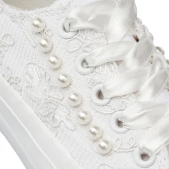 Sneakers bianche da Ragazza basse con ricamo e perle Dieci Baci