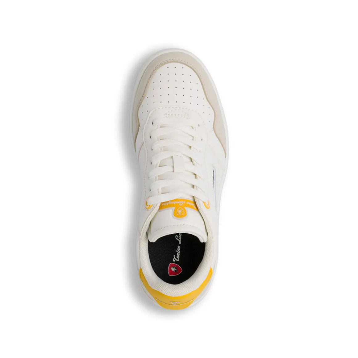 Sneakers bianche da Uomo con dettagli giallo e logo Tonino Lamborghini