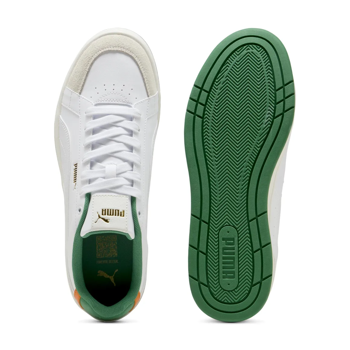 Sneakers bianche da Uomo con dettagli verde e arancio Court Classico Puma