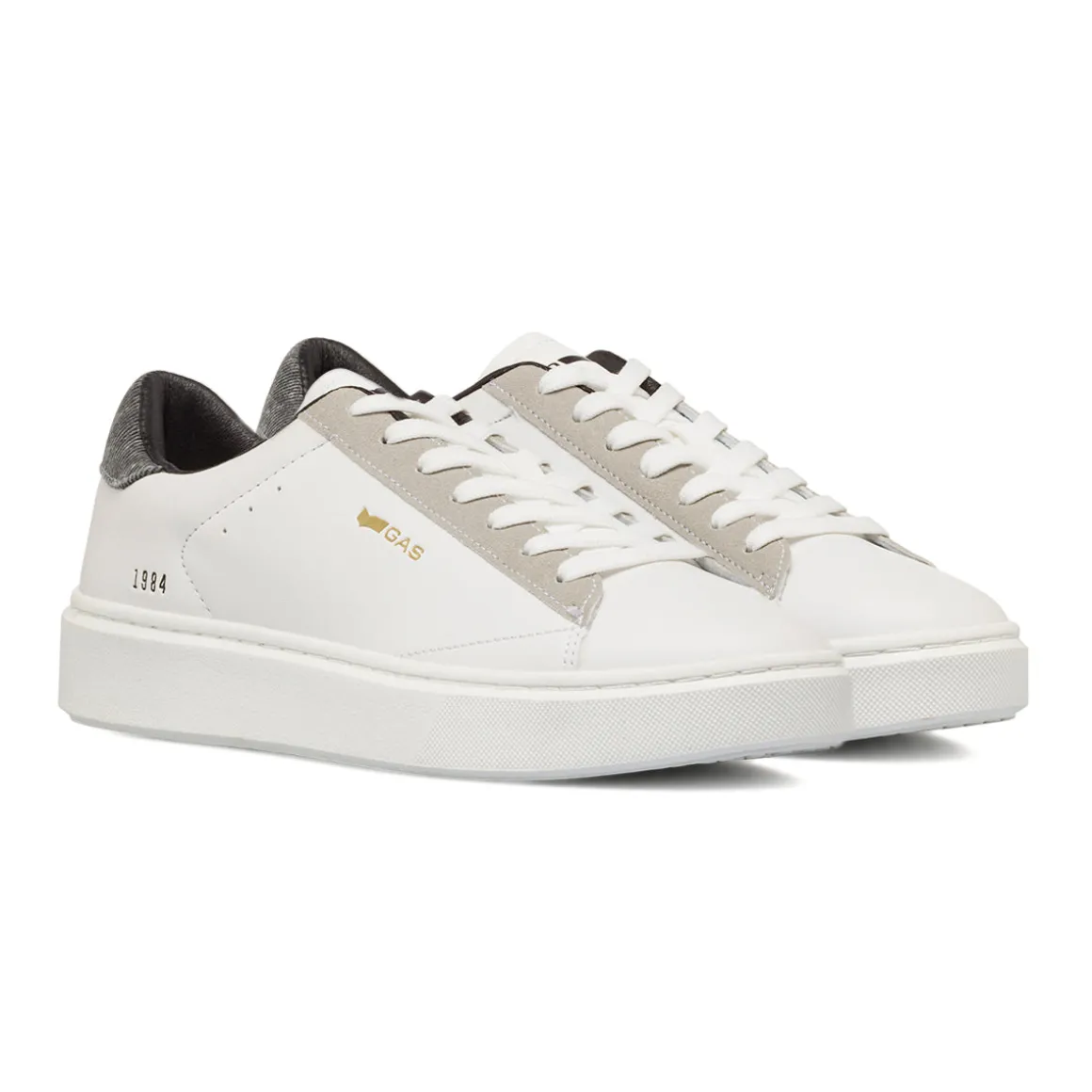 Sneakers bianche da Uomo con inserto in tessuto Gas