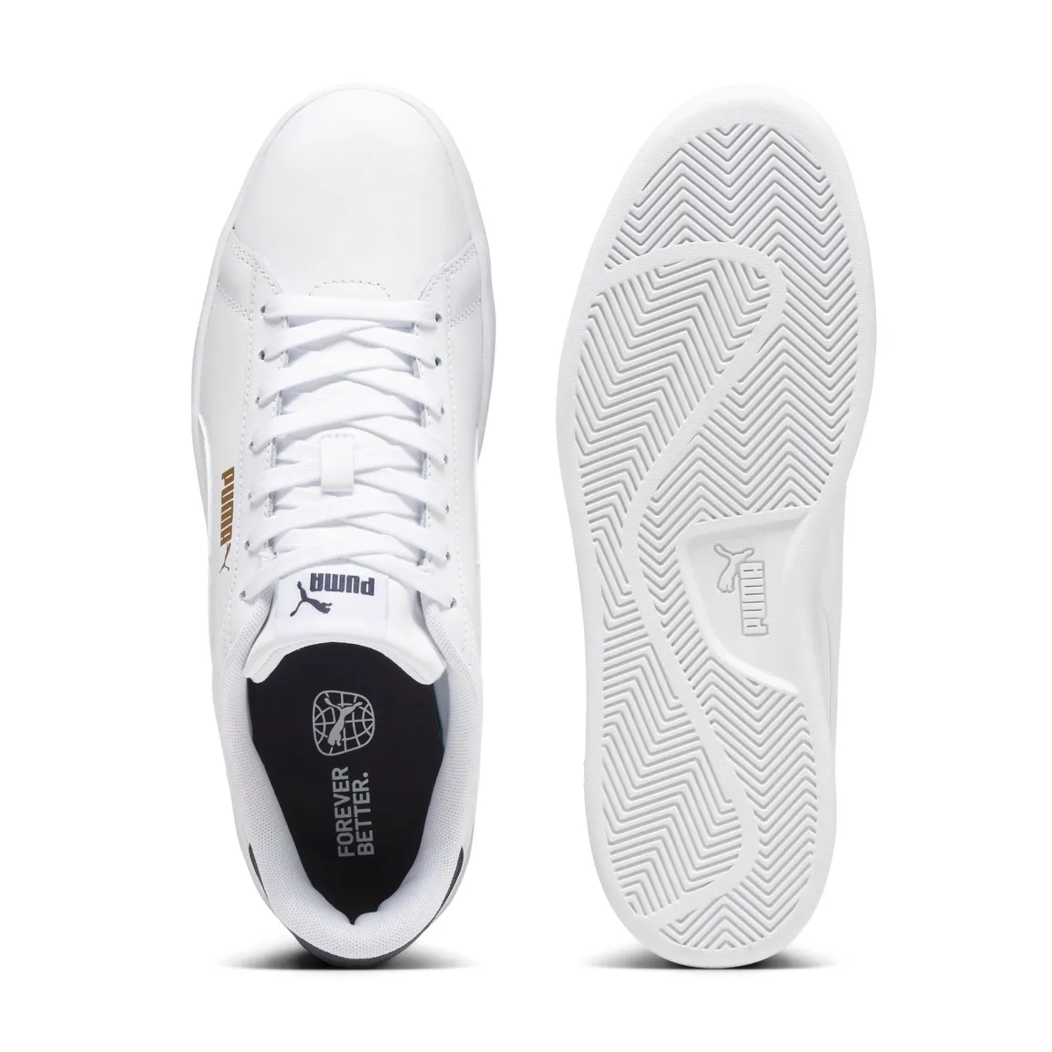Sneakers bianche da uomo con dettagli oro e blu Puma Smash 3.0 L