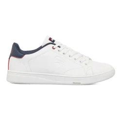 Sneakers bianche da uomo con dettagli blu e logo Ducati Slick