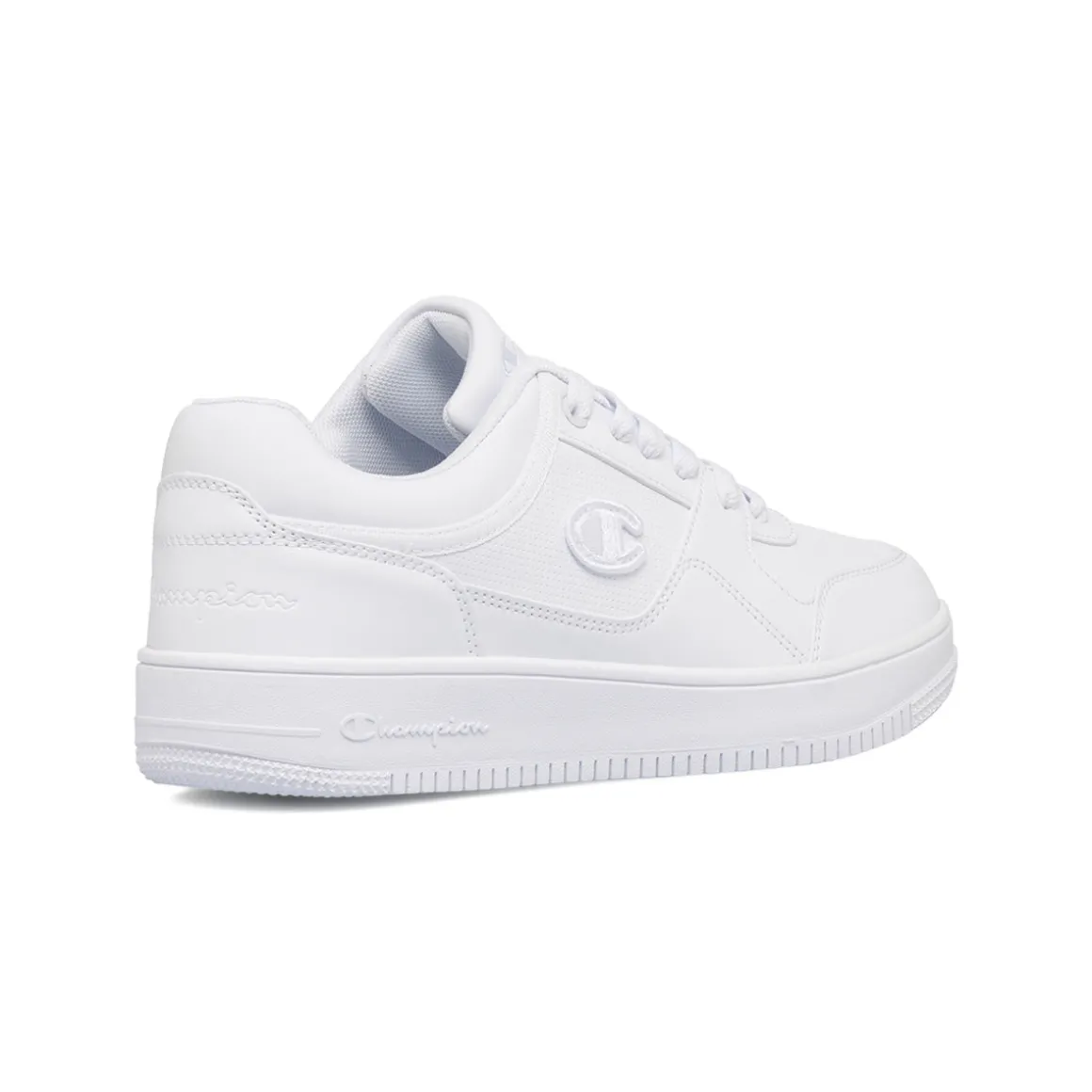 Sneakers bianche da uomo con logo laterale Champion Rebound Low