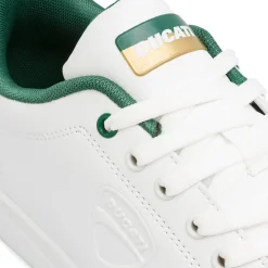 Sneakers bianche da uomo con dettagli verde e logo Ducati Slick