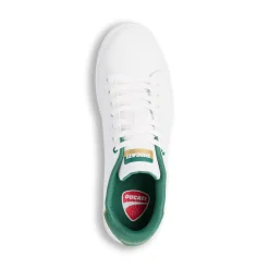 Sneakers bianche da uomo con dettagli verde e logo Ducati Slick