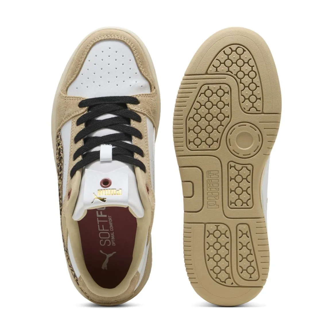 Sneakers bianche e beige da Donna con stampa leopardata Puma Rebound
