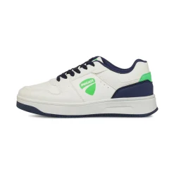 Sneakers bianche e blu da ragazzo con logo e dettagli verdi Ducati