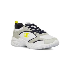 Sneakers bianche e grigio chiaro da ragazzo con dettagli gialli Champion Count B GS