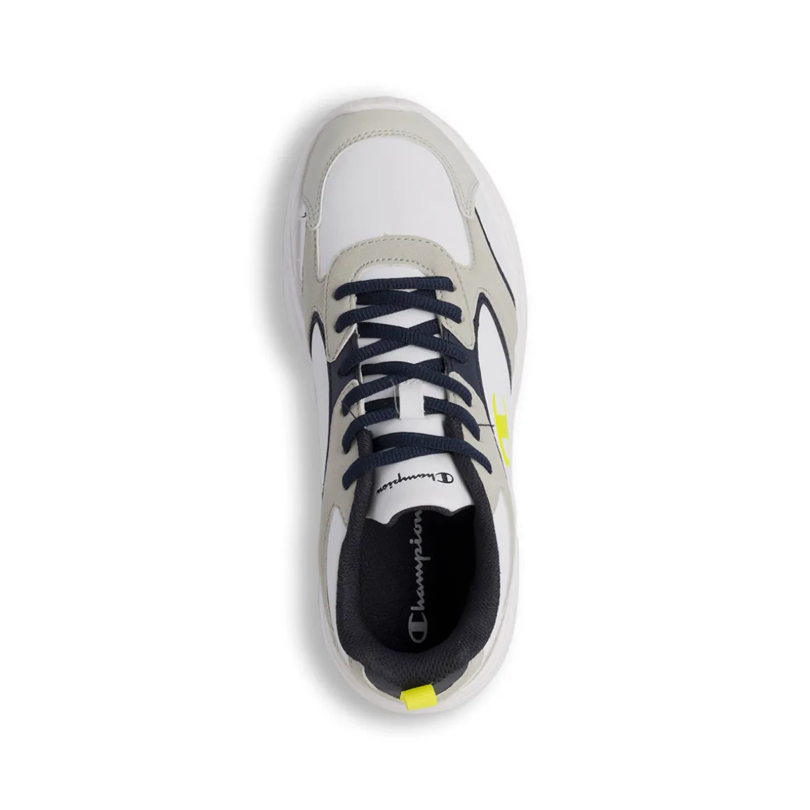 Sneakers bianche e grigio chiaro da ragazzo con dettagli gialli Champion Count B GS