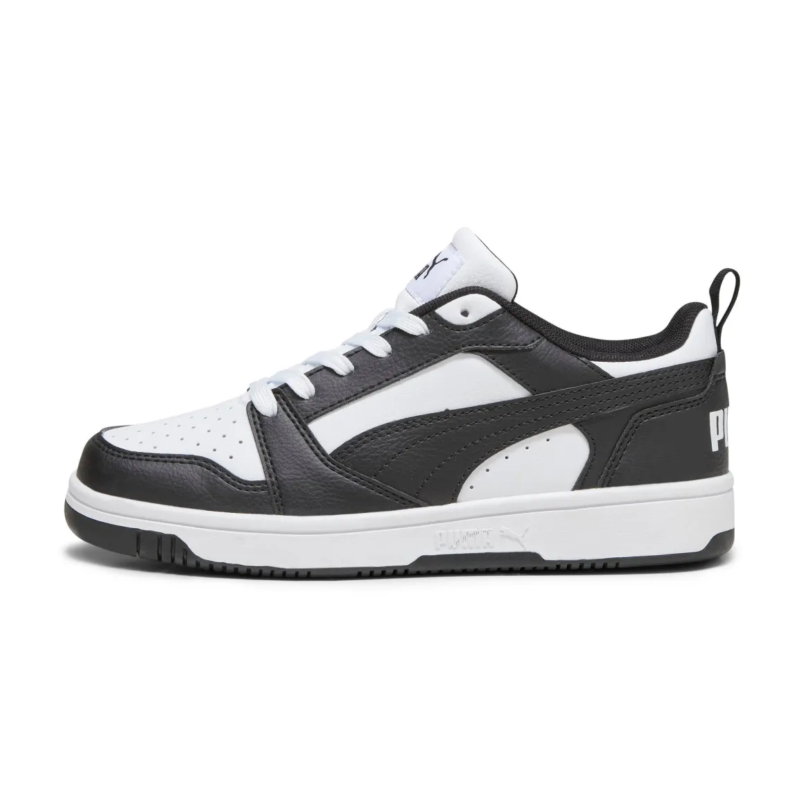 Sneakers bianche e nere da ragazzo Puma Rebound V6 Lo Jr