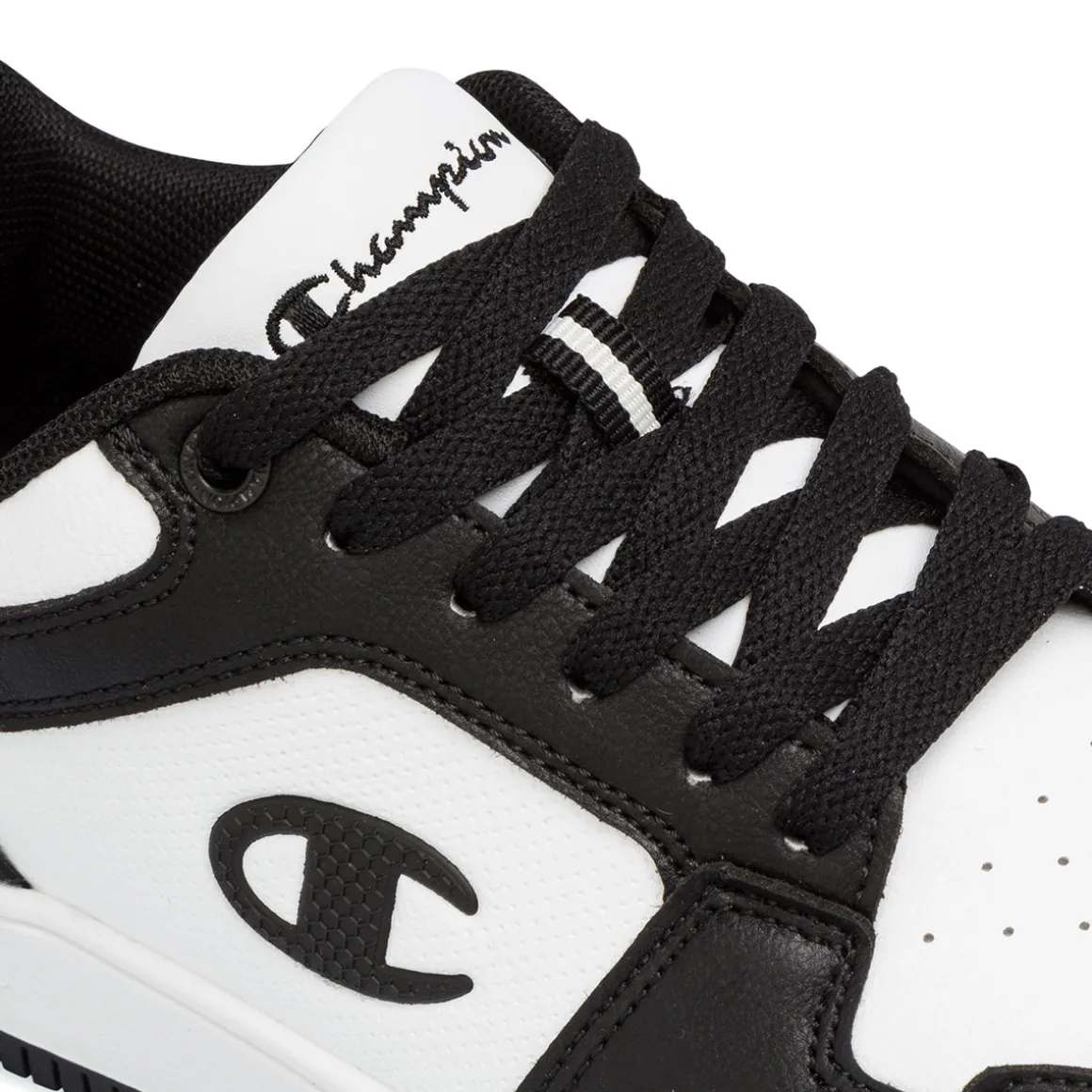 Sneakers bianche e nere da ragazzo con logo Champion RD18 2.0 low