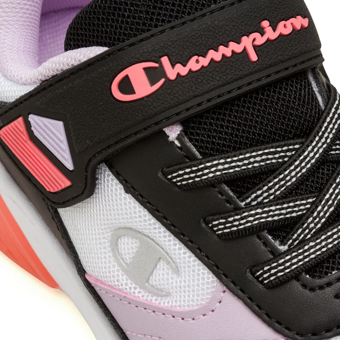 Sneakers bianche e nere da Ragazza con luci nella suola Champion Wave
