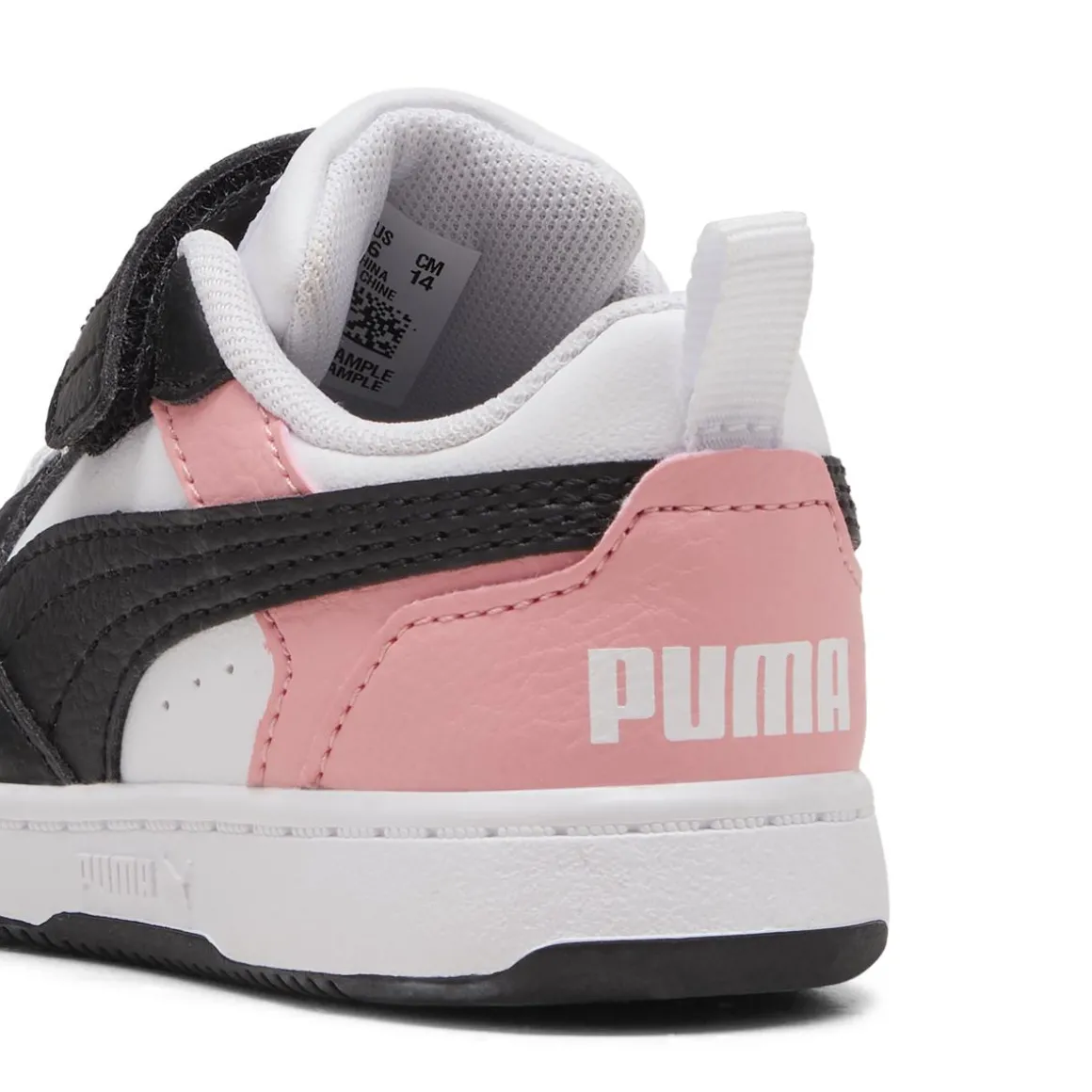Sneakers bianche e nere Primi passi bambina con strappo Puma Rebound