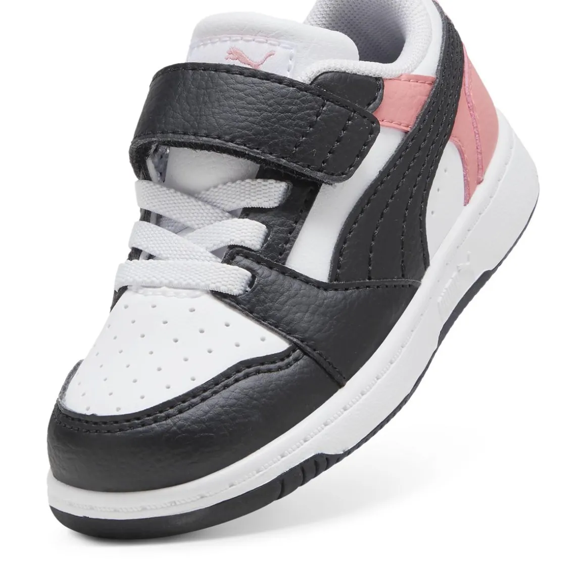 Sneakers bianche e nere Primi passi bambina con strappo Puma Rebound