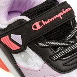 Sneakers bianche e nere Primi Passi Bambina con luci nella suola Champion Wave