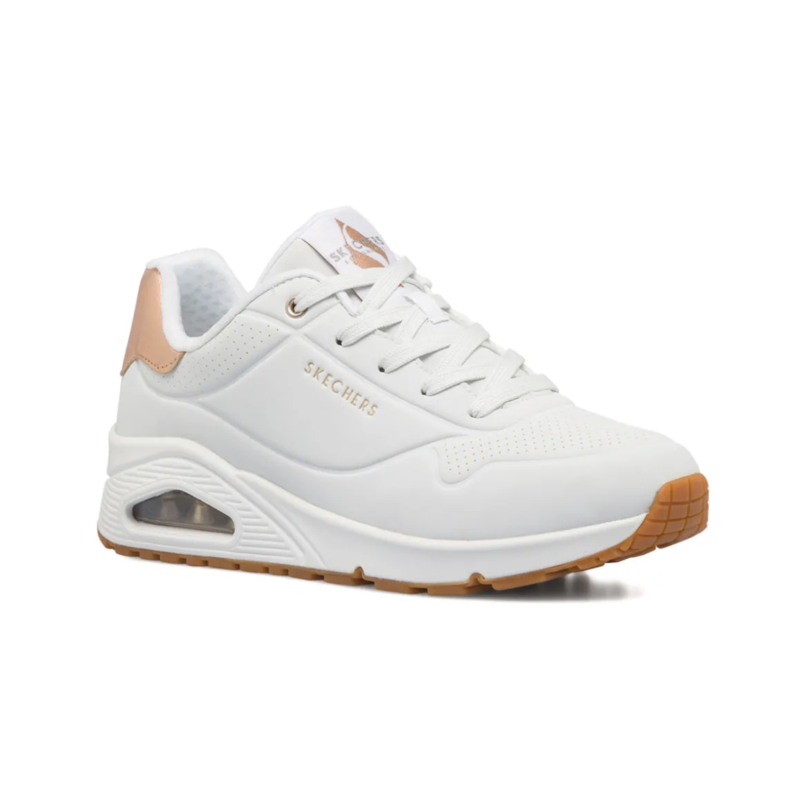Sneakers bianche e oro da donna con suola ad aria Skechers Uno - Golden Air