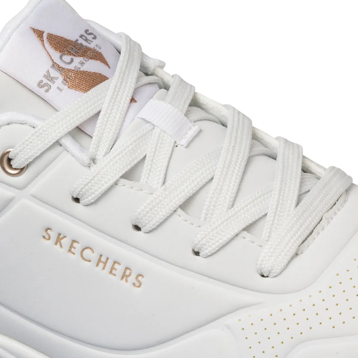 Sneakers bianche e oro da donna con suola ad aria Skechers Uno - Golden Air