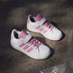 Sneakers bianche e rosa da Bambina con strappo adidas Grand Court 2.0