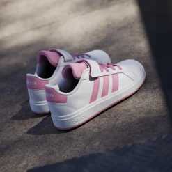 Sneakers bianche e rosa da Bambina con strappo adidas Grand Court 2.0