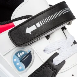 Sneakers bianche primi passi con dettagli neri e rossi Birilli&Monelli