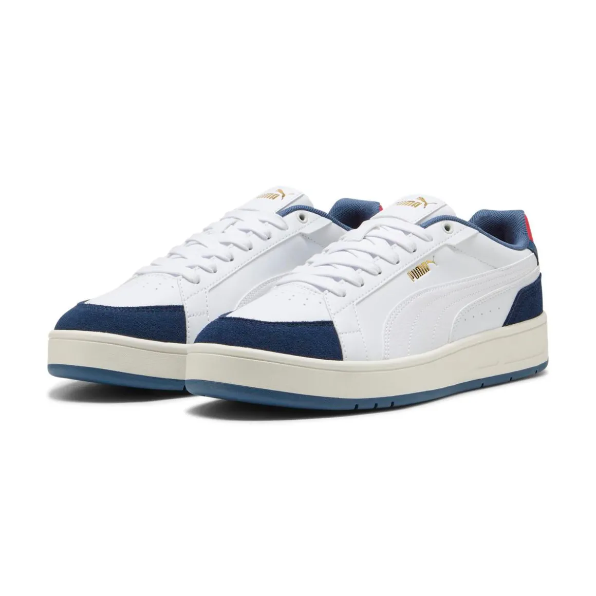 Sneakers bianco con inserti effetto scamosciato blu da Uomo Puma Court