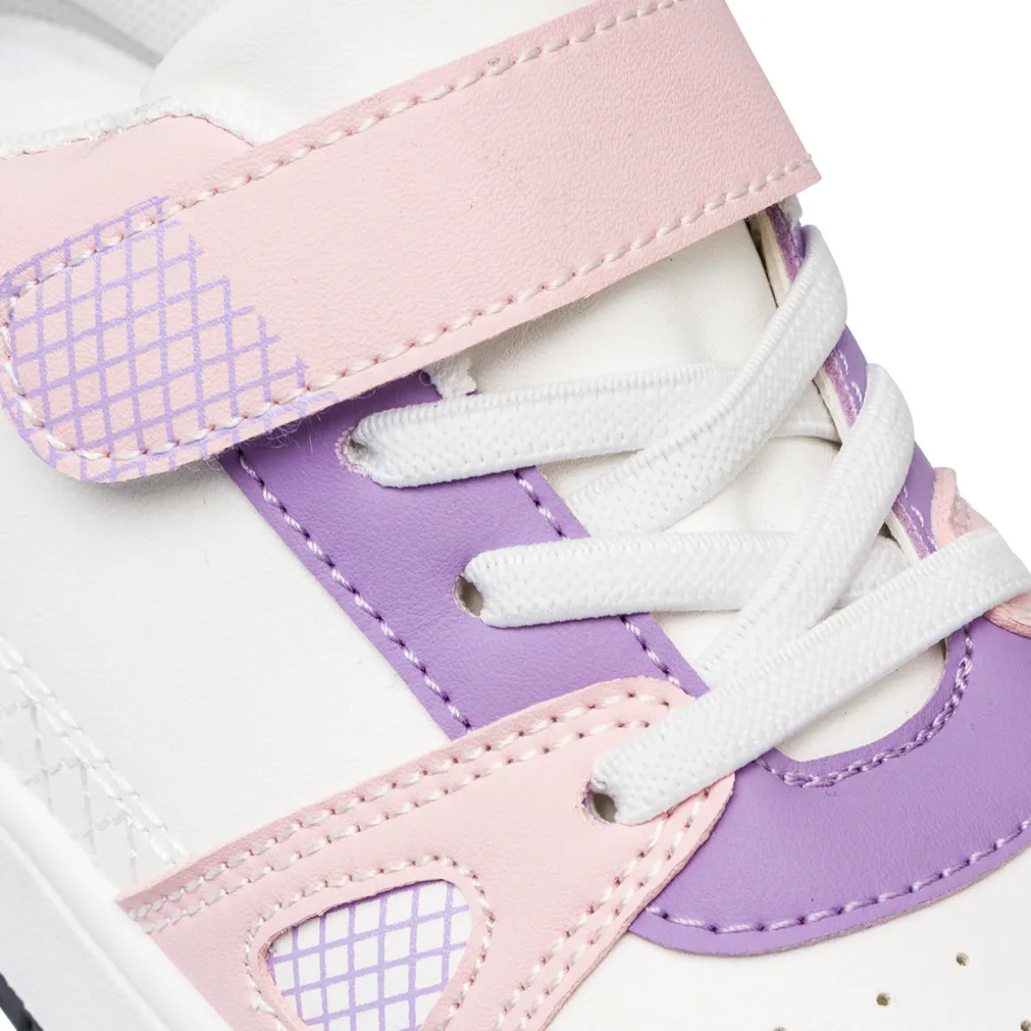 Sneakers bianco da ragazza Le Scarpe di Alice con dettagli rosa e lilla