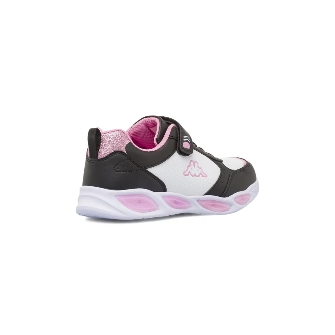 Sneakers bicolore bianche e nere da Ragazza con Luci e strappo Kappa