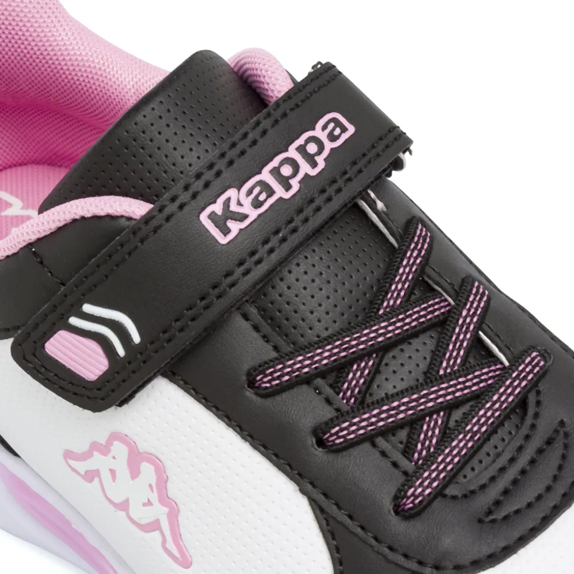 Sneakers bicolore bianche e nere da Ragazza con Luci e strappo Kappa