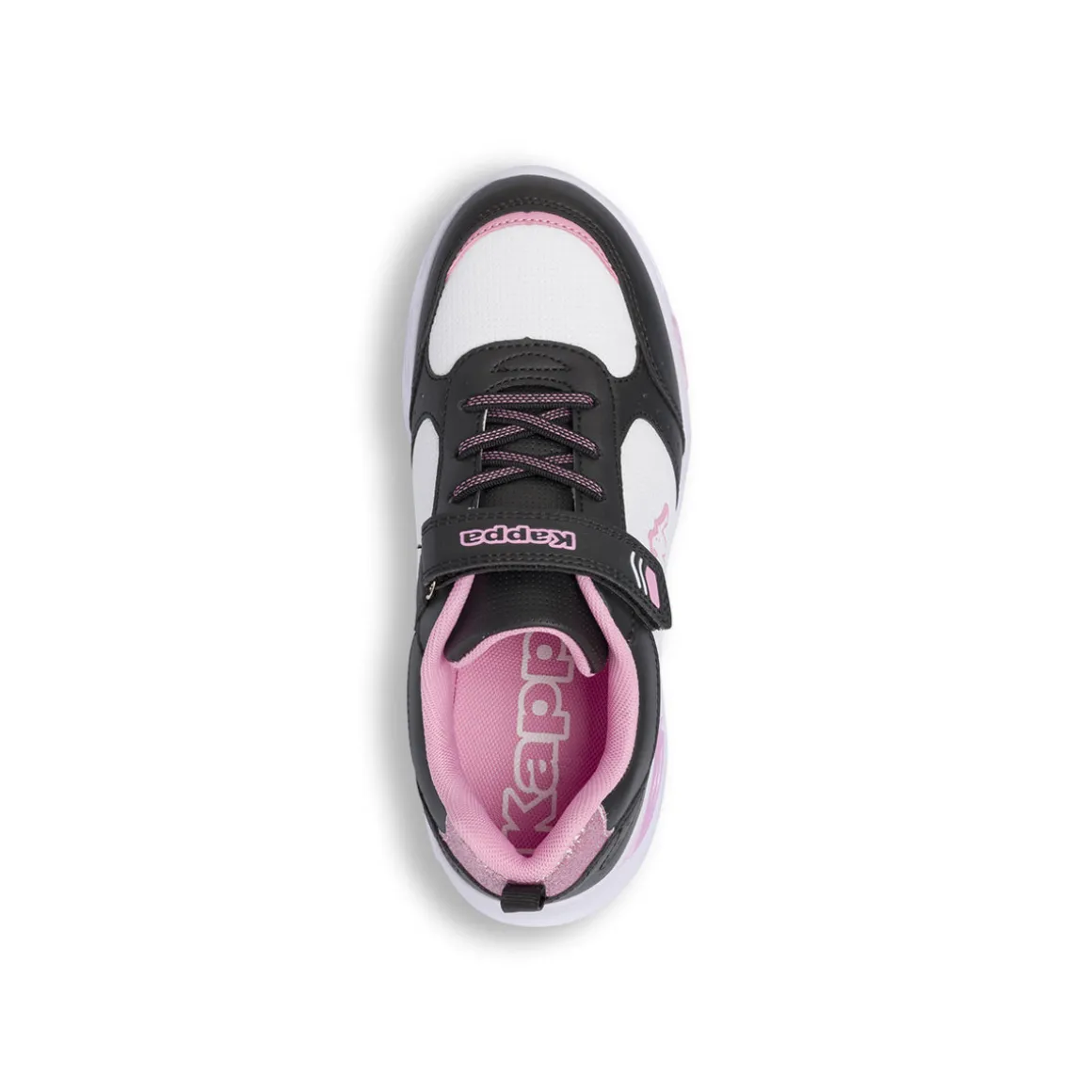 Sneakers bicolore bianche e nere da Ragazza con Luci e strappo Kappa