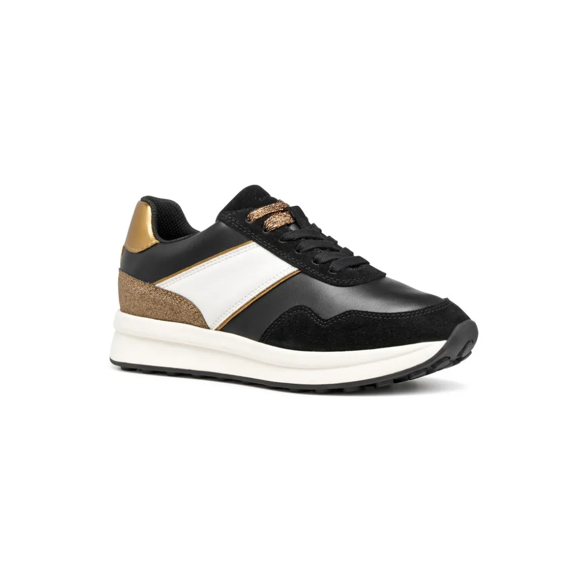Sneakers bicolore nere e bianche da Donna con suola traspirante Geox
