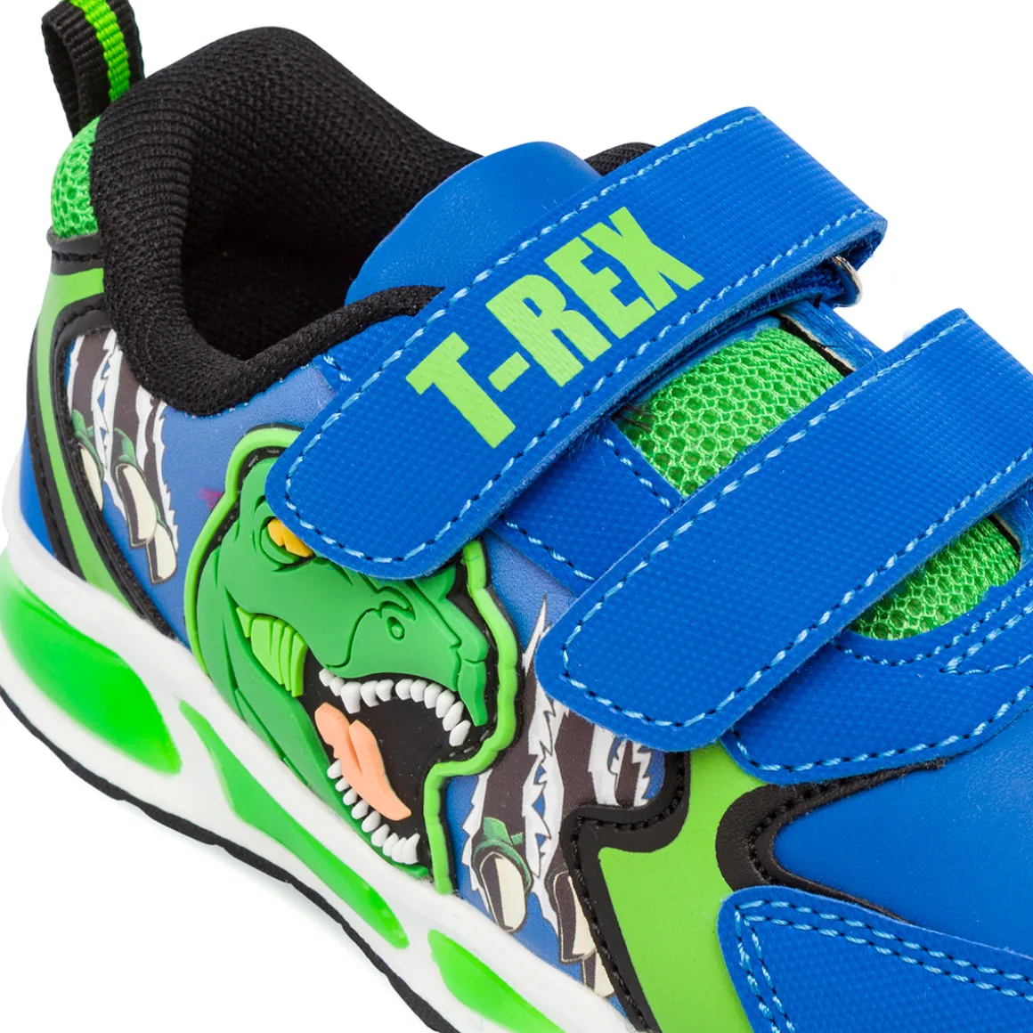 Sneakers blu da Bambino con Luci e stampa Dinosauri