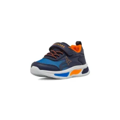 Sneakers blu e arancioni da Bambino con luci e strappo Navigare