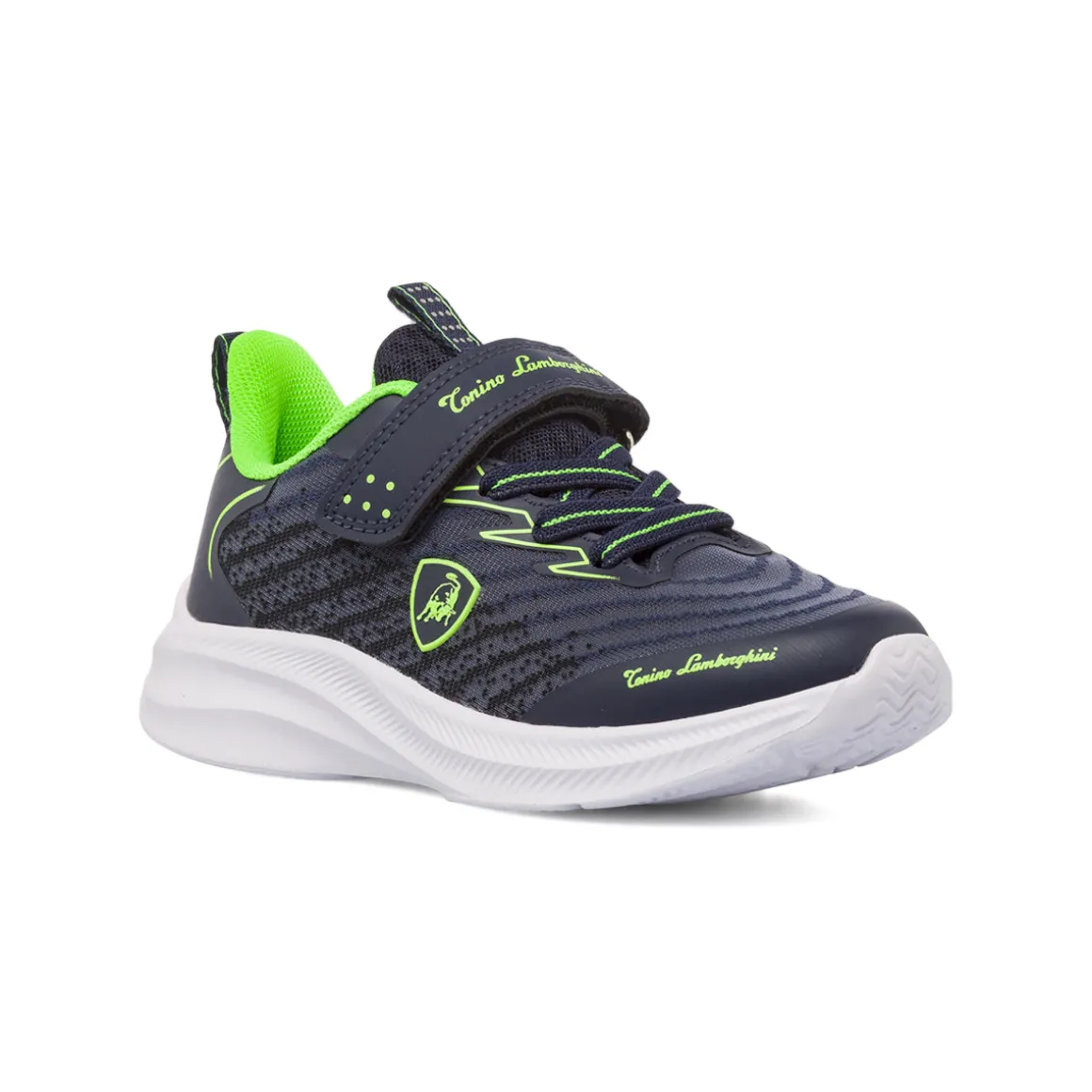 Sneakers blu e verde con strappo da Bambino Tonino Lamborghini