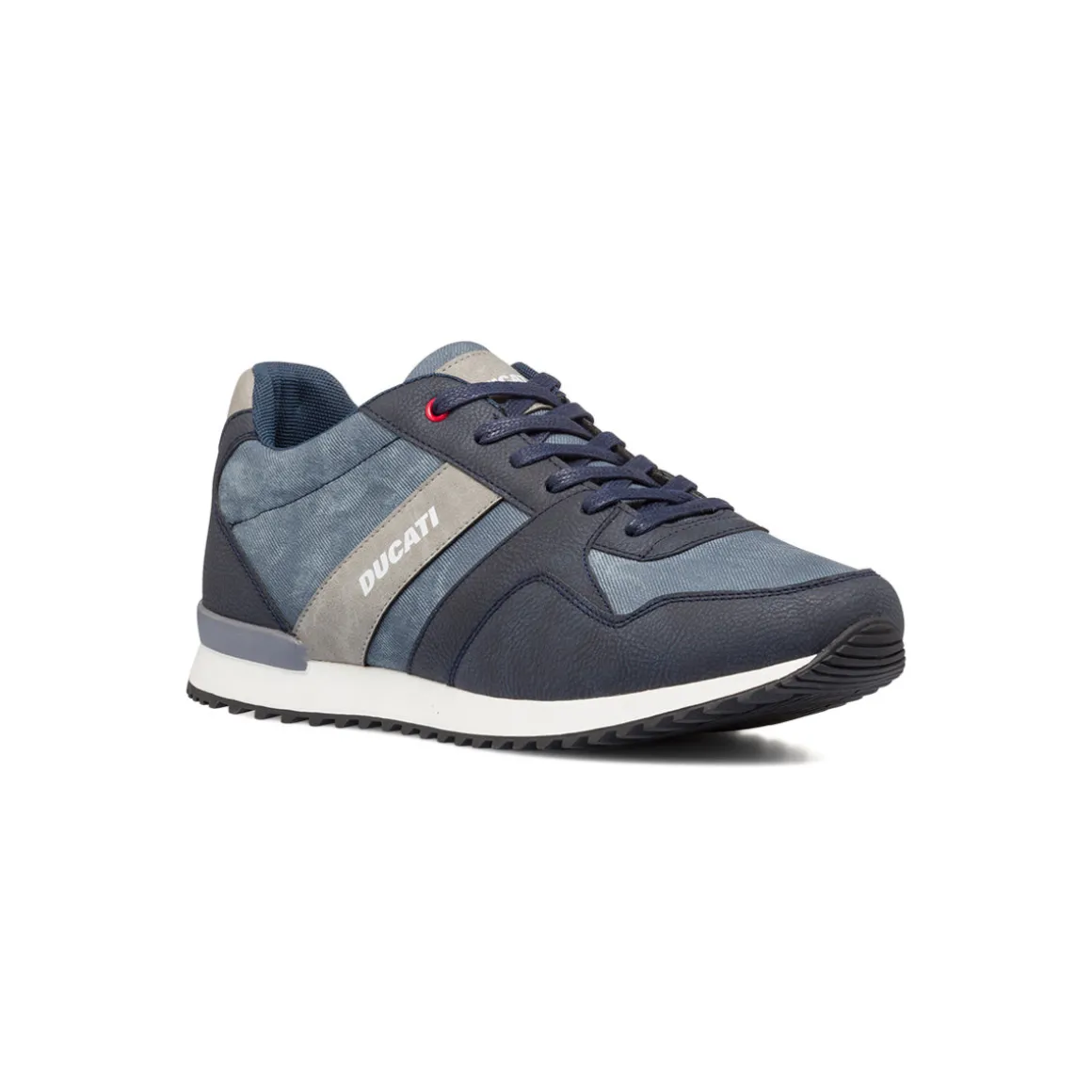 Sneakers blu jeans da uomo con logo laterale Ducati