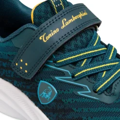 Sneakers blu ottanio con dettagli gialli da bambino Tonino Lamborghini
