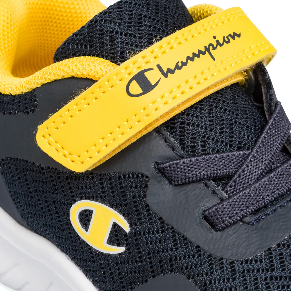 Sneakers blu primi passi bambino con dettagli gialli Champion Softy Evolve