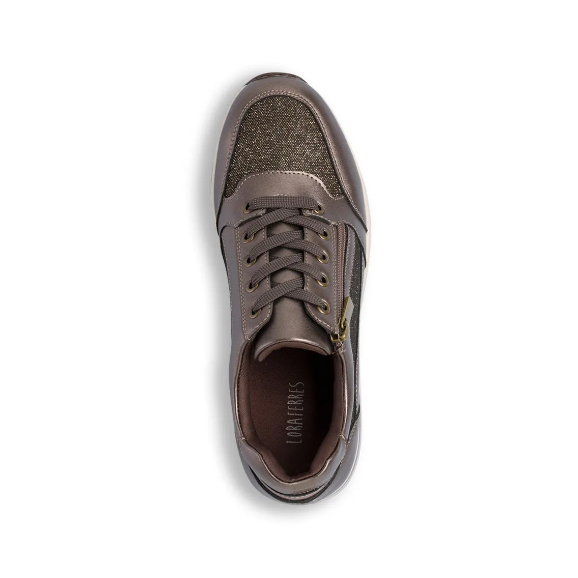 Sneakers bronzo da Donna con zip e plateau Lora Ferres